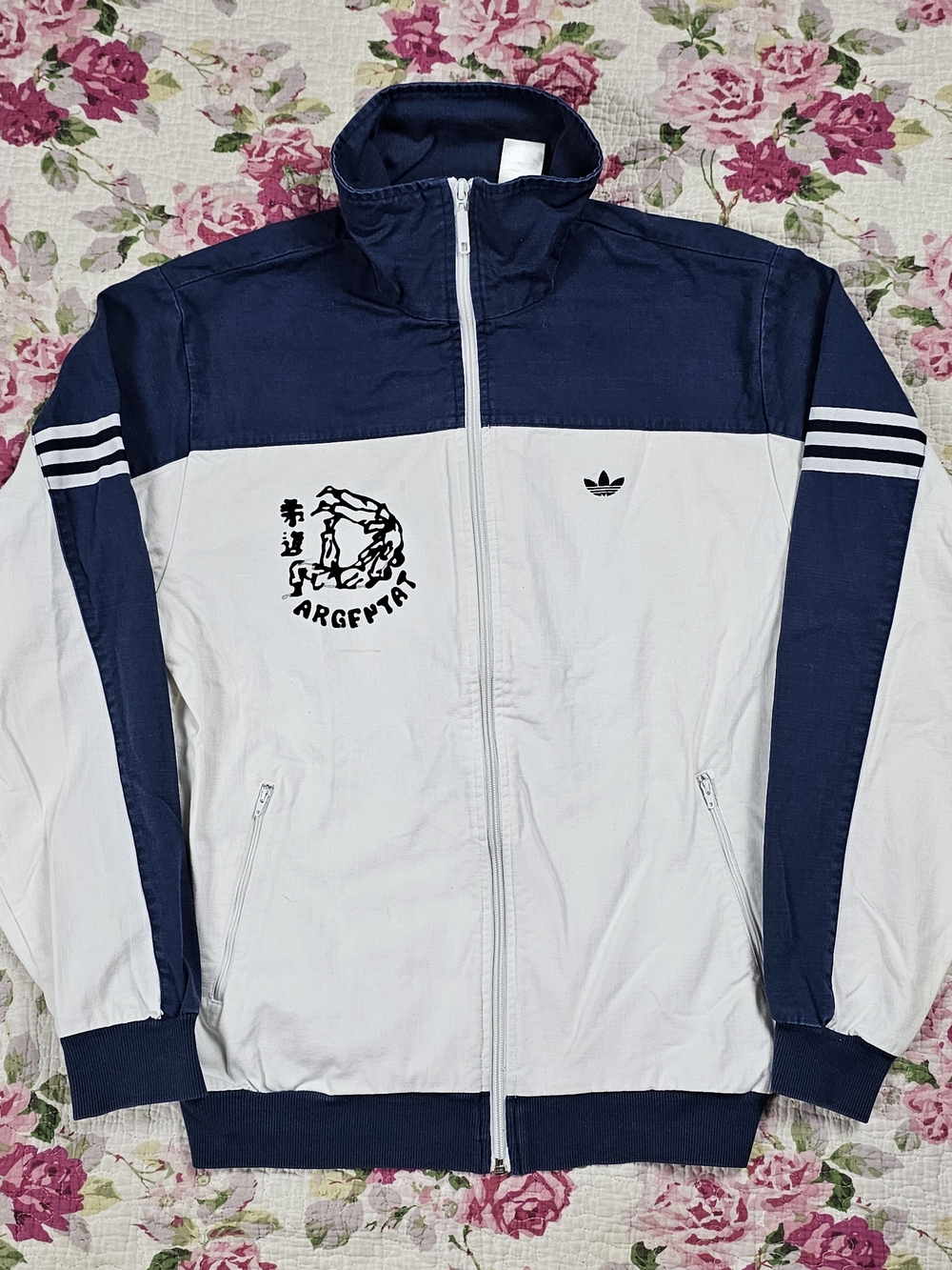 Adidas SAMPLE Full Zip Jacket White/Blue Colorblock Argentat